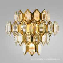 Fancy Crystal Wall Light Gold Color For Hotel Bedside Wall Light Sconce